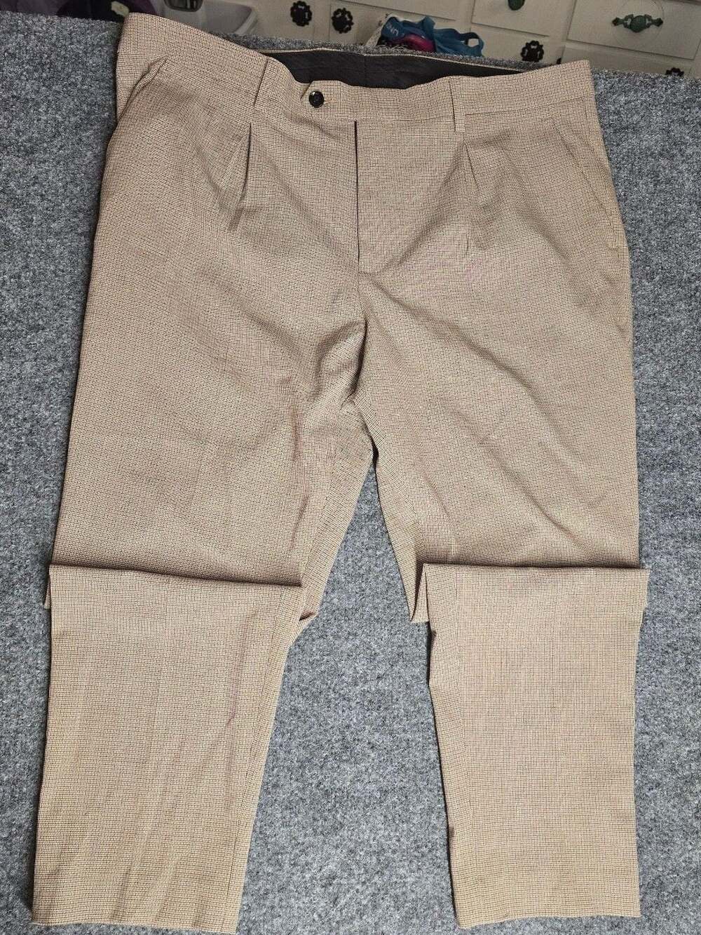 Express Extra Slim Dress Pants Size 36x30 Brown Houndstooth Pleated Trousers